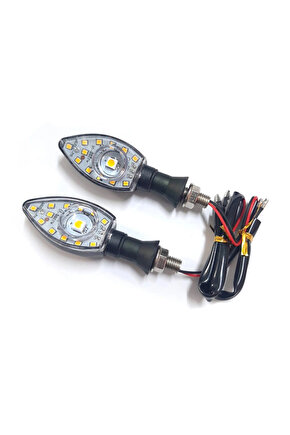 Motosiklet Üniversal Led Sinyal Beyaz Camlı Mercekli Sarı Işık