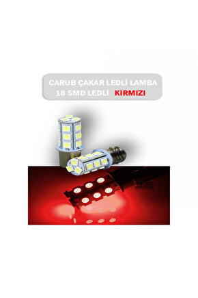 Motosiklet Ve Otomobil Stop Ampul 18led 1016 Çakar Kırmızı Şaşı Tırnak 2li