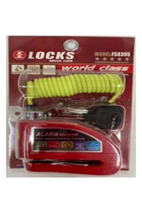 World Class 110 Db Siyah Alarmlı Disk Kilidi Hatırlatma Kablosu Dahil