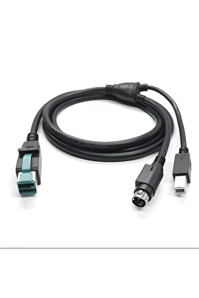 12V 8P güç USB USB BM + 3pin DIN erkek Y Splitter kablo POS yazıcılar ve tarayıcı için
