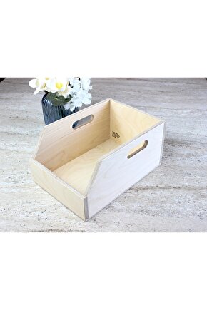 Doğal Boyasız Verniksiz Huş Ağacından Plak Kutusu ve Organizer Sandık (7 İnç - 45lik)- Birch Wood 7 Record Box