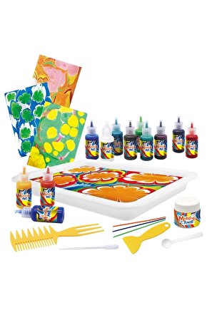 Profesyonel Su Üzerine Boyama Ebru Sanatı Seti - DIY Marbling Paint Başlangıç Kiti (12 Renk + Malzemeler)