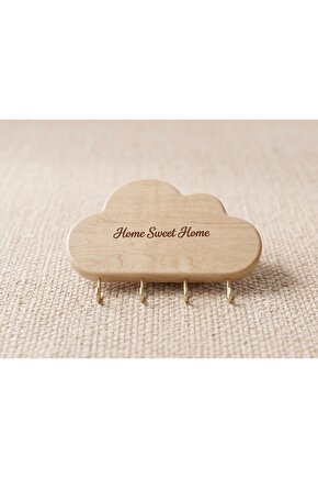 Kiraz Ağacı Duvar Anahtarlığı - Home Sweet Home Yazılı Kancalı Antre Askısı
