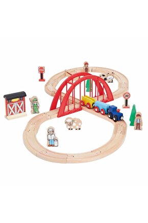 35 Parça Ahşap Tren Seti - Eğitici 8 Rakamı Raylı Yol ve Figürler (FSC Sertifikalı)