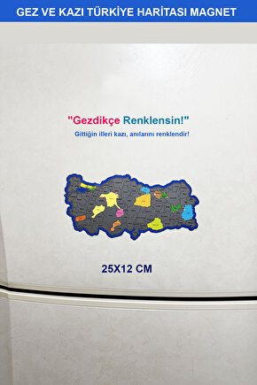 Kazınabilir Türkiye Haritası Magnet | Gez-Kazı Seyahat Haritası 24x12 cm