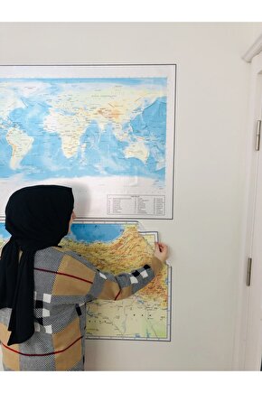 Türkiye Fikizi Ve Dünya Fiziki Haritası Seti Akıllı Kağıt Tahta Dekoratif Eğitim Amaçlı