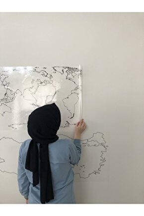 Dilsiz Türkiye Ve Dünya Haritası Yazı Tahtası Statik Akıllı Kağıt Tahta Kalem 2li Ürün Seti