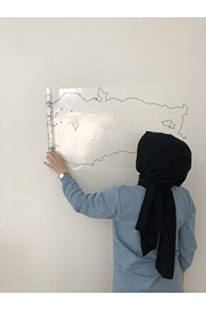 Dilsiz Türkiye Haritası Yazı Tahtası Statik Akıllı Kağıt Tahta Kalem 114x48 Cm Yapışkansız
