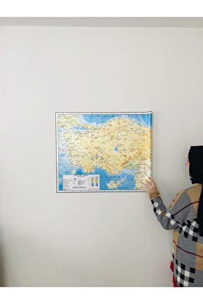 Türkiye Fiziki Haritası Dekoratif Türkiye Haritası Akıllı Kağıt Tahta 116x65 Cm
