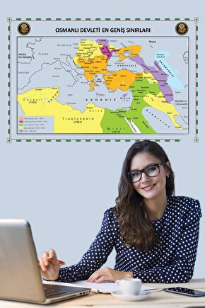 Osmanlı Devleti Haritası En Geniş Sınırları Kağıt Tahta 70x105 Cm