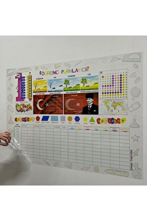 Öğrenci Planlayıcı Şeffaf Akıllı Kağıt Tahta Yazı Tahtası 70x100 Cm Kalem Hediyeli
