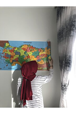 Türkiye Haritası Akıllı Kağıt Tahta Yazı Tahtası Özel Baskılı Renkli Dekoratif 118x56 Cm
