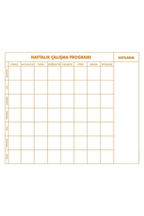 Haftalık Ders Çalışma Programı 9-10-11-12. Sınıf Akıllı Yazı Tahtası 120x100 Cm Kalem