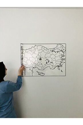 Türkiye Haritası Statik Akıllı Kağıt Yazı Tahtası 110x56 Cm Kalem Duvara,cama,tahtaya Uygulanır