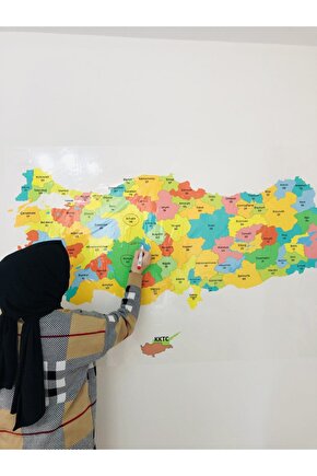 Türkiye Haritası Statik Akıllı Kağıt Tahta Yazı Tahtası Özel Baskı Renkli Ve Yazı Tahtası Kalemi