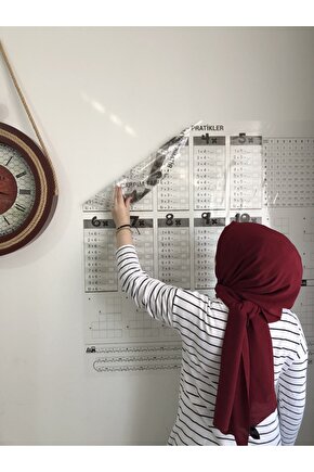 Eğitici Pratik Çarpım Tablosu Şeffaf Statik Akıllı Kağıt Tahta 100x100 Cm Yazı Tahtası Kalem