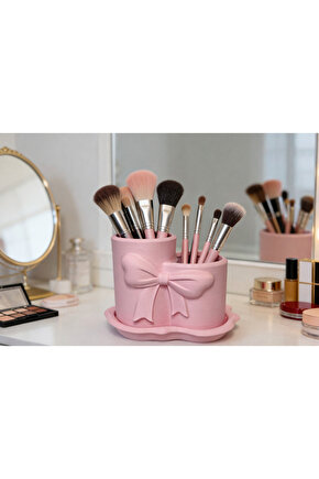 Pembe Fiyonk Makyaj Organizer – Fırçalık & Kozmetik Standı