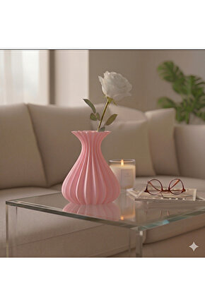 Vazo Modern Estetik 3D Baskı, Dekoratif, Bohem Pembe