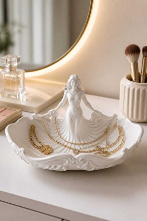 Kadın Figürlü Takılık ve Mücevher Düzenleyici Dekoratif Kase - PLA 3D Baskı Takı Organizer, Yüzük Kolye Bileklik Standı
