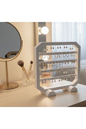 Modern Küpe Standı, Takı Düzenleyici, Takı Standı , Kolye askısı , 4 bölmeli Standı