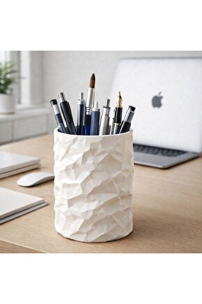 Dokulu 3D Yazıcı Üretimi Dekoratif Masa Üstü Kalemlik ve Organizer