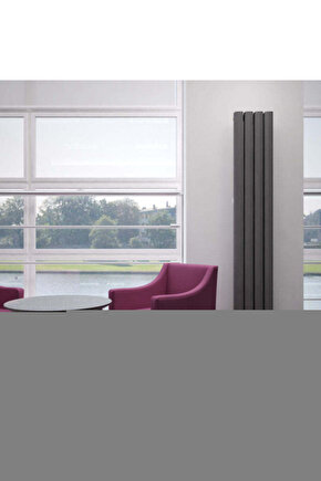 Monza Double Dikey Alüminyum Radyatör Modern Tasarım Koyu Gri 180 x 37,5 cm
