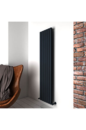 Plata Double Dikey Alüminyum Radyatör Modern Tasarım Antrasit 180 x 42 cm
