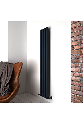 Plata Double Dikey Alüminyum Radyatör Modern Tasarım Antrasit 180 x 28 cm