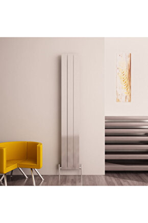 Monza Dikey Alüminyum Radyatör Modern Tasarım Parlak Eloksal 180 x 28 cm