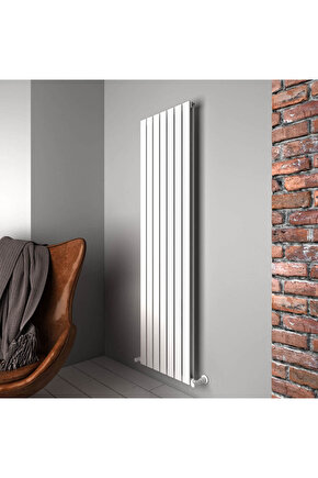 Plata Double Dikey Alüminyum Radyatör Modern Tasarım Beyaz 180 x 49 cm