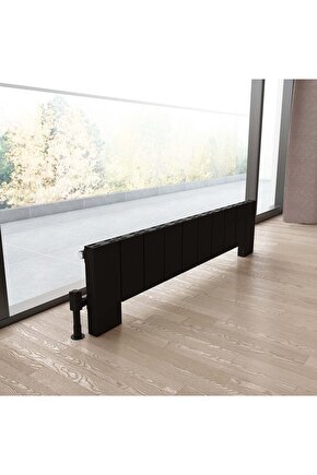 Elvino Floor Yatay Alüminyum Radyatör Modern Tasarım Siyah 30 x 124,5 cm