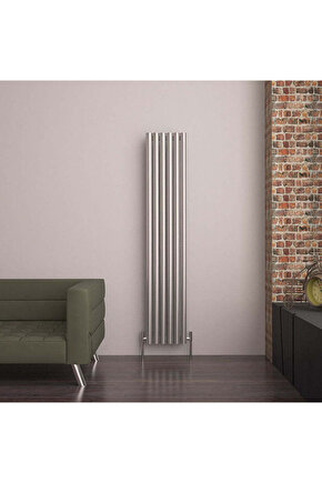 Mistral Dikey Paslanmaz Çelik Radyatör Modern Tasarım Satine 180 x 38,5 cm