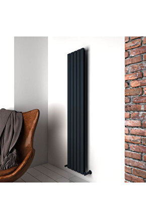 Plata Double Dikey Alüminyum Radyatör Modern Tasarım Antrasit 180 x 35 cm