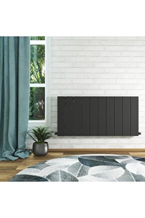 Elvino Yatay Alüminyum Radyatör Modern Tasarım Koyu Gri 60 x 124,5 cm