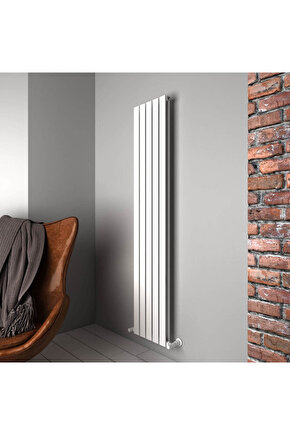 Plata Double Dikey Alüminyum Radyatör Modern Tasarım Beyaz 180 x 35 cm