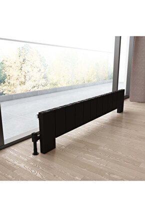 Elvino Floor Yatay Alüminyum Radyatör Modern Tasarım Siyah 30 x 149,5 cm