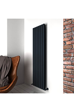 Plata Double Dikey Alüminyum Radyatör Modern Tasarım Antrasit 180 x 49 cm