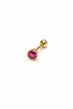 Gümüş Kırmızı Taşlı Damla Piercing
