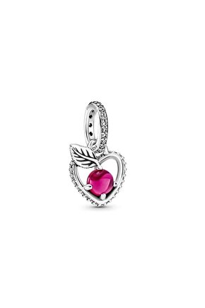 Sallantılı Pembe Taşlı Kalp Charm