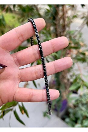 Siyah Suyolu Bileklik 3 mm 21 cm