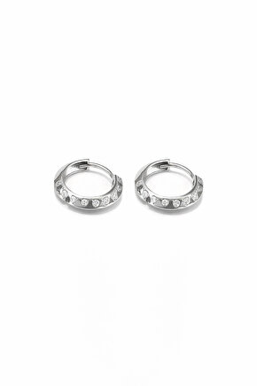 Taşlı Piramit Halka Küpe 17mm