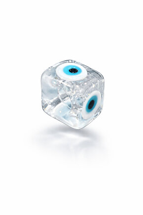 Mavi Gözlü Şeffaf Murano Cam Charm