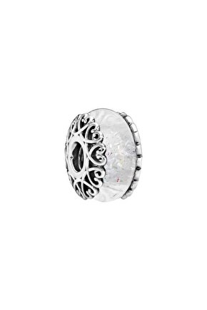Beyaz Buz Kristali Murano Charm