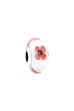 Turuncu Çiçekli Murano Charm