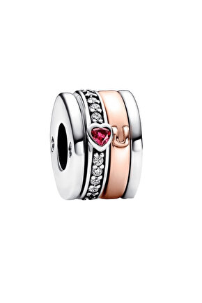 Rose Kırmızı Kalpli Silindir Charm