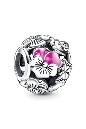 Pembe Çiçekli Küre Charm