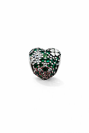 Yeşil Taşlı Şans Kalp Charm