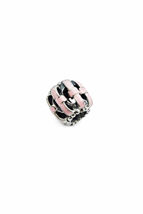 Pembe Şeritli Silindir Charm