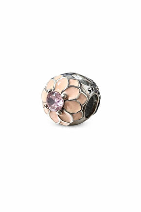 Pembe Çiçekli, Mor Taşlı Küre Charm