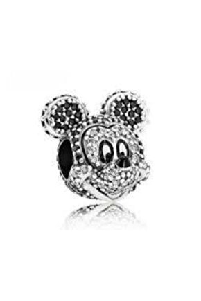 Mickey Siyah Taşlı Charm